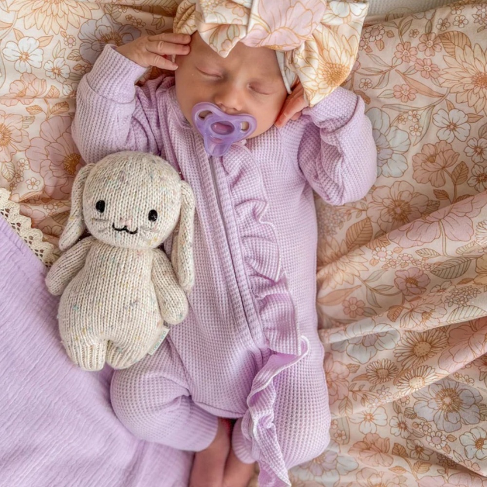 Little & Fern Lavender frill
Zip waffle romper Ruffle One-Piece